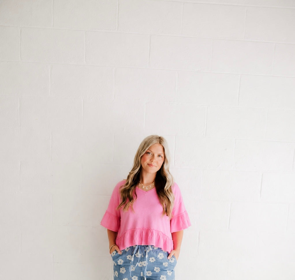 Pink Ruffle Top